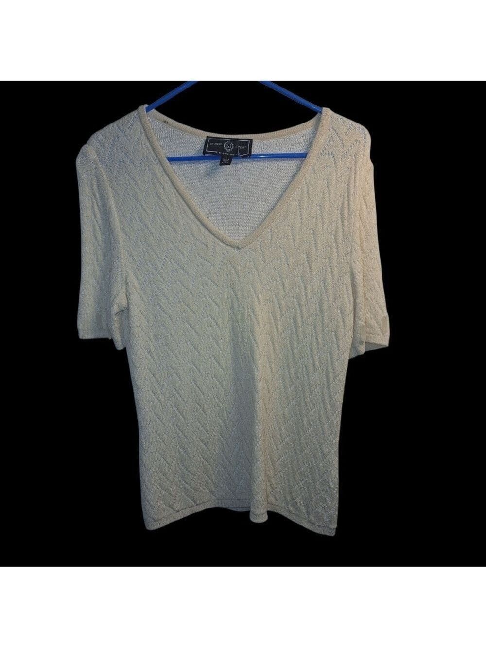 St John Cream V Neck Knit Top Medium